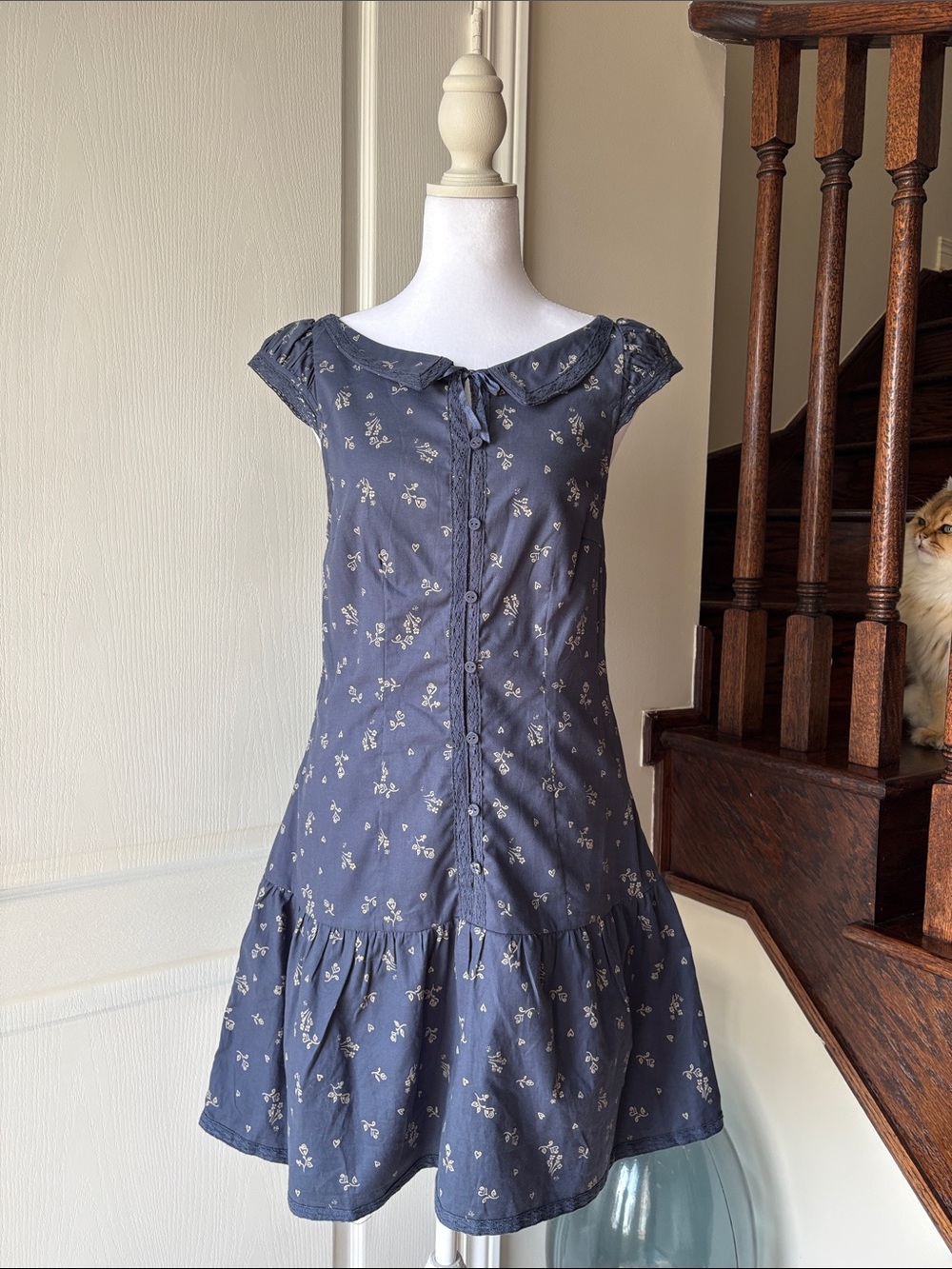 Free People Floral Drop Waist “Beasley Mini Dress”